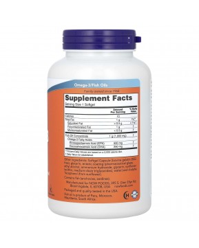 NOW Foods, ультраомега-3, 500 ЭПК/250 ДГК, 180 капсул, покрытых кишечнорастворимой оболочкой